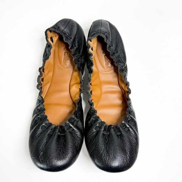 See by Chloé Women's Black Leather Scrunched Ballet Flats EU 36 / US 6 - Picture 8 of 8